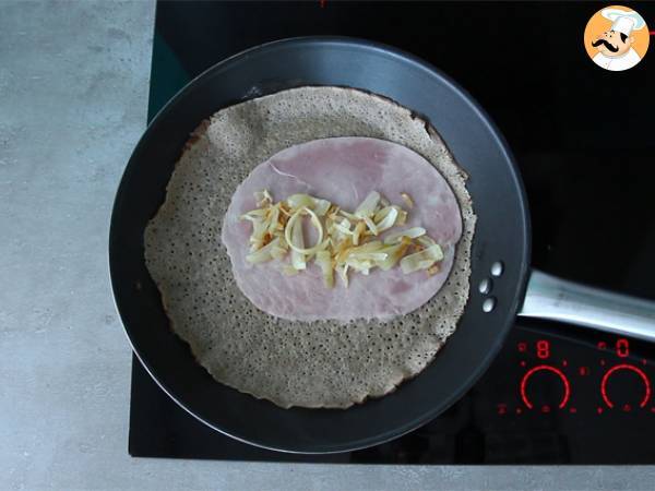 Bovetepannkaka med spenat, skinka och getost - Beredning steg 2