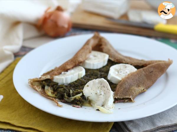 Bovetepannkaka med spenat, skinka och getost - Beredning steg 4