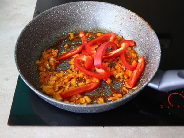 Pasta med chorizo - Beredning steg 2
