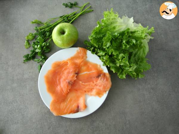 Vårrullar med rökt lax och äpple - Beredning steg 1