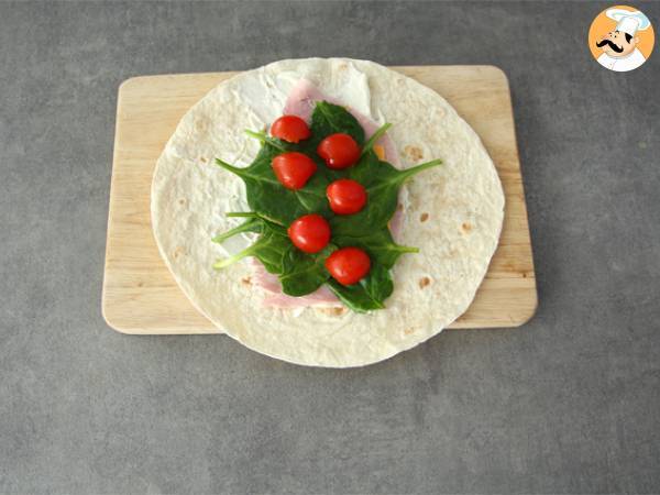 Spenatwraps med skinka och cheddar - Beredning steg 1