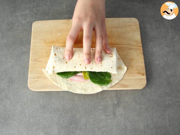 Spenatwraps med skinka och cheddar - Beredning steg 2