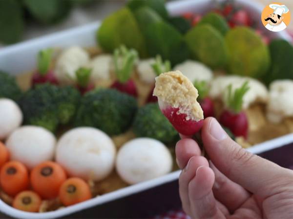 Grönsaksträdgård för aperitifer (hummus och små grönsaker) - Beredning steg 3