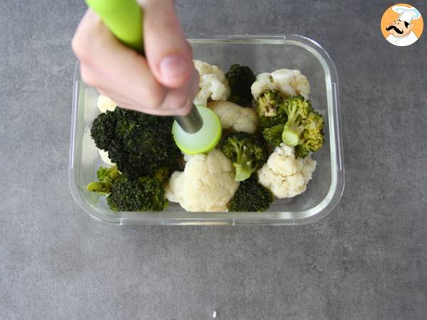 Biffar av blomkål och broccoli med curry - Beredning steg 2