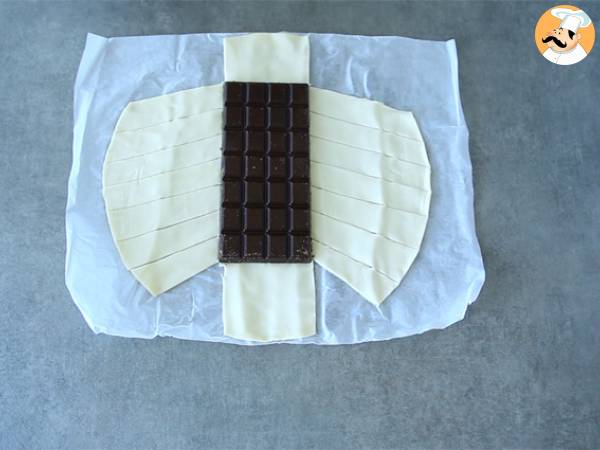 Vävd smördeg med choklad - Beredning steg 1