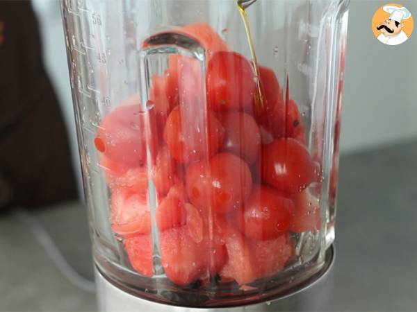 Kall vattenmelon- och tomatsoppa - Beredning steg 1