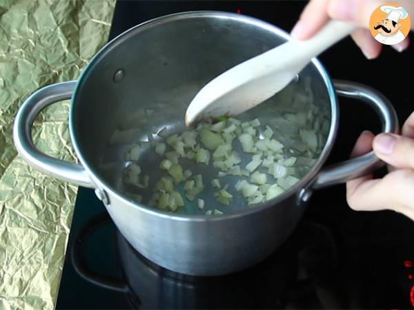 Vegetarisk risotto med soltorkade tomater och champinjoner - Beredning steg 1
