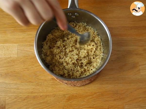 Butternut fylld med quinoa och granatäpple - Beredning steg 1