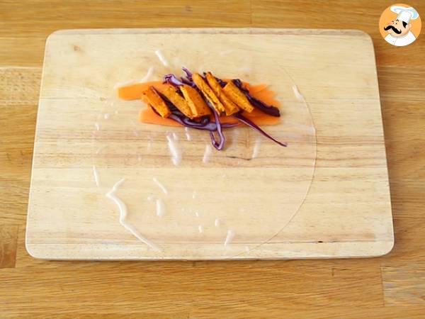 Vegetariska vårrullar - rödkål och sötpotatis - Beredning steg 5