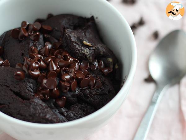 Mug cake med choklad och jordnötssmör i mikrovågsugnen på 1 minut. - Beredning steg 4