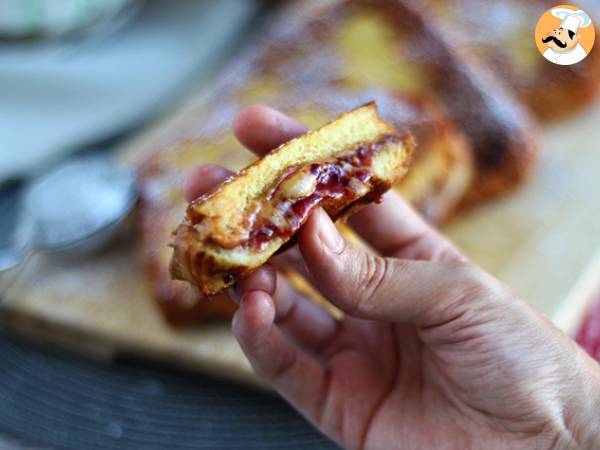 Franska toast med jordnötssmör och sylt - Beredning steg 5