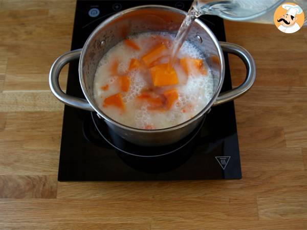 Butternut- och röda linser soppa - Beredning steg 1