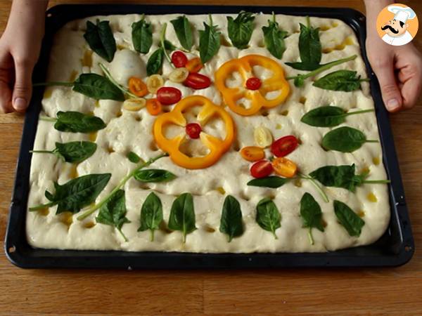 Focaccia med blommor - focaccia konst - Beredning steg 8