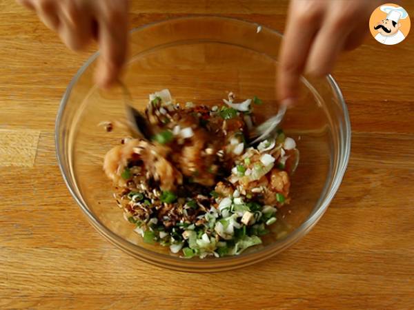 Gyozas med kyckling, morötter och champinjoner - Beredning steg 4