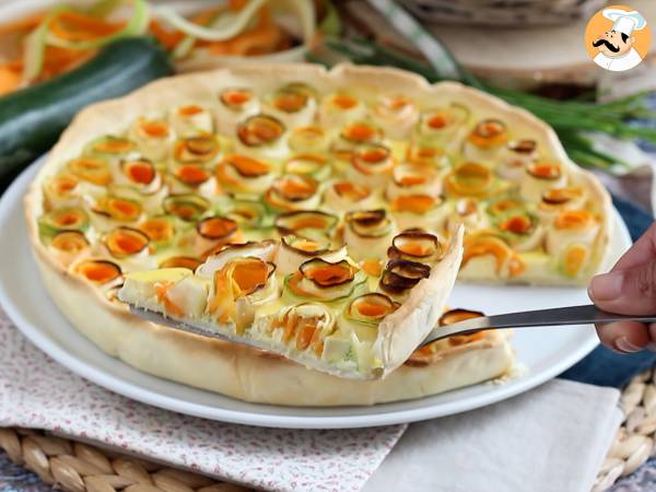 Quiche med rosa zucchini och morötter - Beredning steg 6