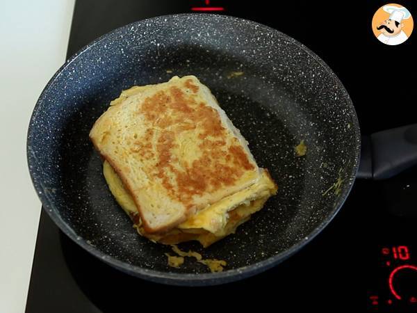 Omelettsmörgås - Fransk toast omelettsmörgås - Äggsmörgås hack - Beredning steg 5