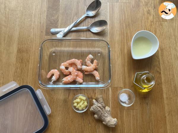 Rissallad med räkor, zucchini och ingefära - Beredning steg 2