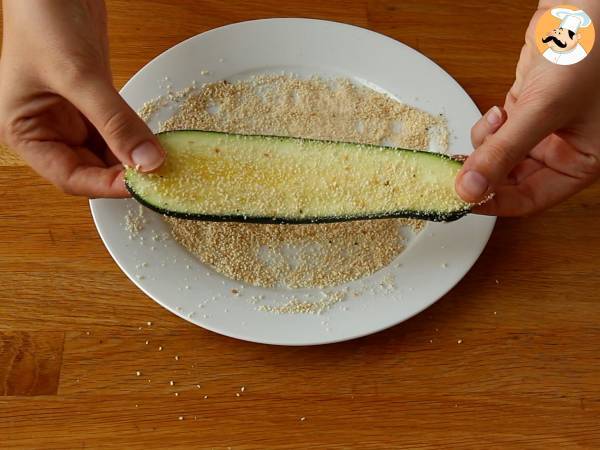 Ugnsbakade zucchinirullar med skinka och scamorzaost - Beredning steg 2