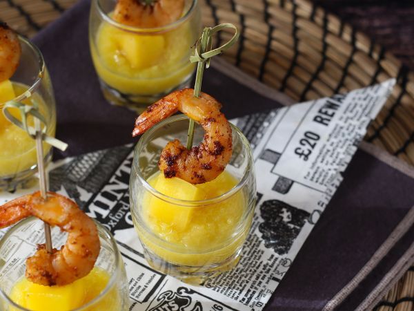 Verriner med räkor och mango för en söt och salt aperitif - Beredning steg 8