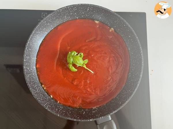 Pasta Siciliana med aubergine, den enkla och lätta versionen - Pasta alla Norma - Beredning steg 3