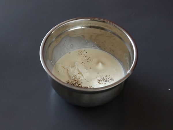 Vegetariska verrines: ärtsoppa, parmesancrumble och mascarponekräm - Beredning steg 5