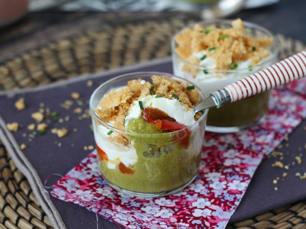 Vegetariska verrines: ärtsoppa, parmesancrumble och mascarponekräm - Beredning steg 11