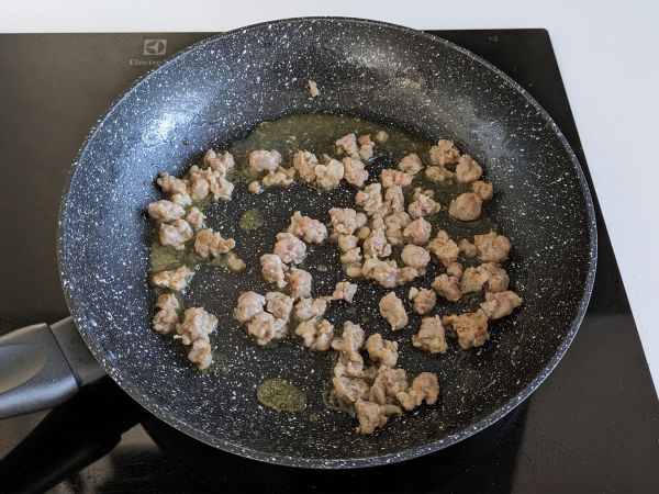 Pasta med pumpa och korv - Beredning steg 2