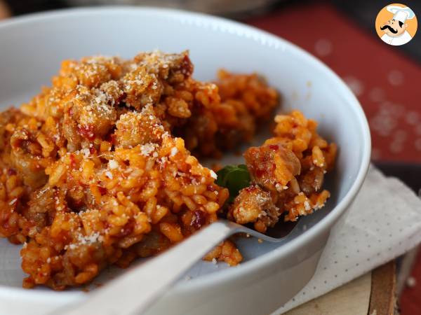 Risotto 'nduja och korv, en rätt med intensiv smak - Beredning steg 7