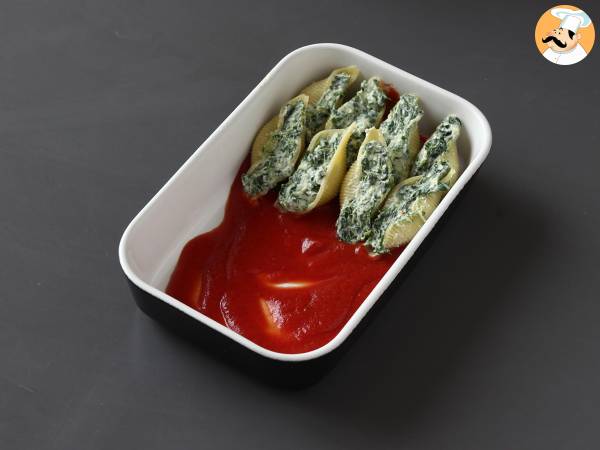 Conchiglioni fyllda med ricotta och spenat: en oemotståndlig bakad vegetarisk rätt - Beredning steg 7