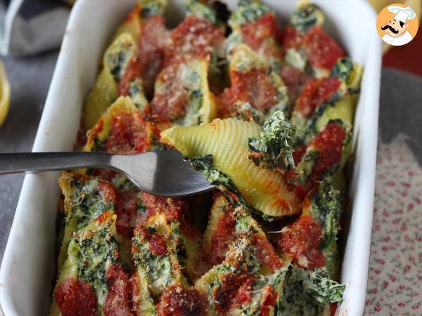Conchiglioni fyllda med ricotta och spenat: en oemotståndlig bakad vegetarisk rätt - Beredning steg 10