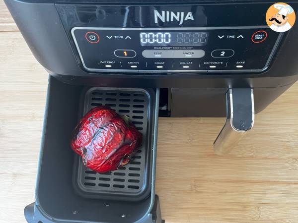 Sallad med rostad paprika i luftfritös - Beredning steg 1
