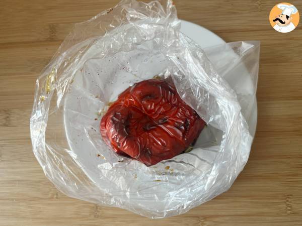 Sallad med rostad paprika i luftfritös - Beredning steg 2