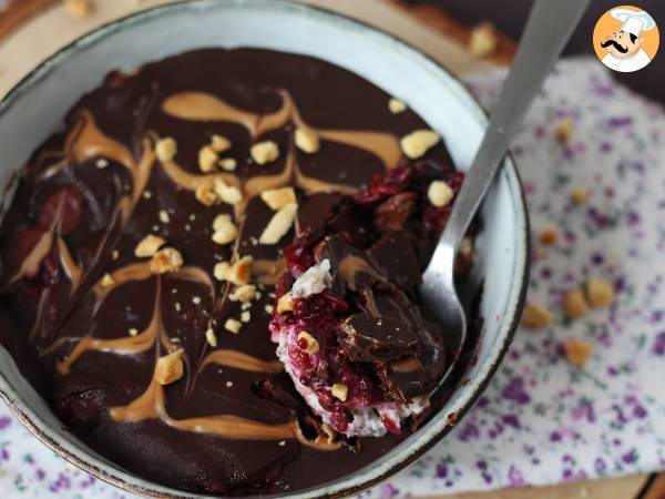 Overnight oats med röd frukt och choklad, en hälsosam och mättande frukost! - Beredning steg 8