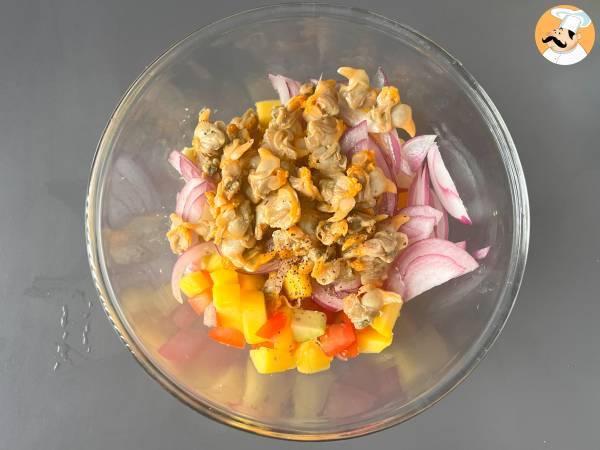 Ceviche med konserverade hjärtmusslor - Beredning steg 2