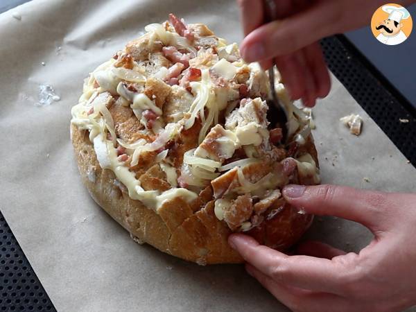 Fyllt igelkottsbröd i tartiflette-stil - Beredning steg 8