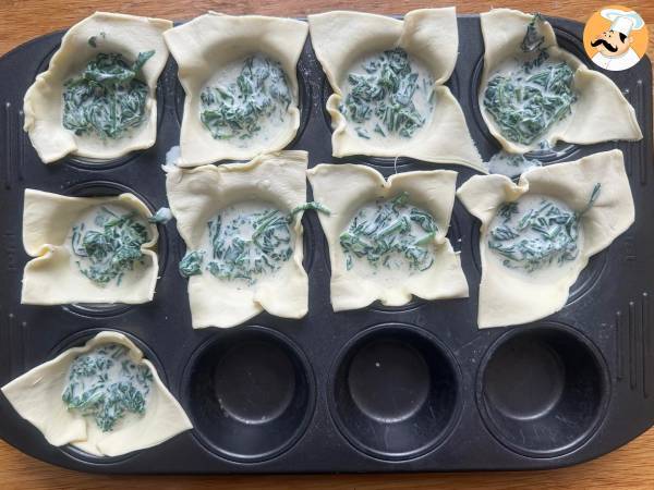 Mini smördegsbakelser med spenat och getost - Beredning steg 8
