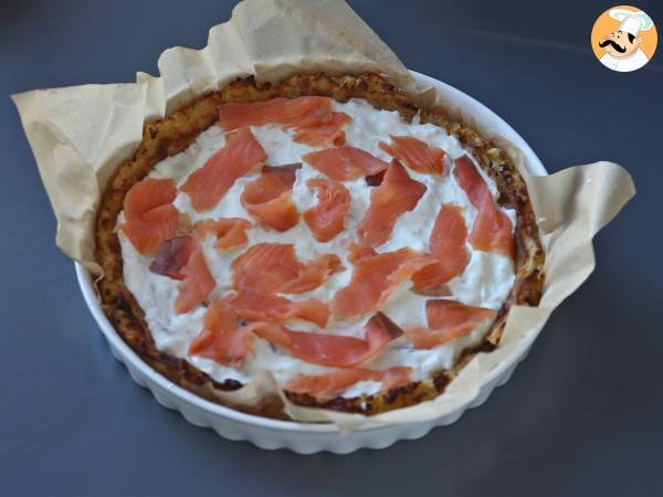 Tart med rökt lax och potatisbotten - Beredning steg 7
