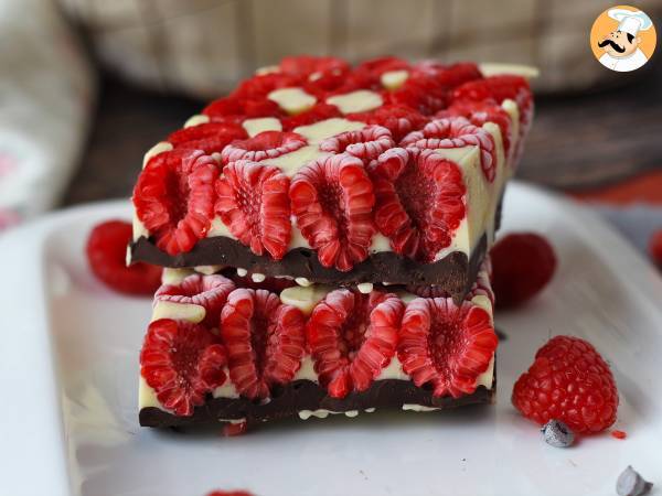 Chokladkaka i Franui-stil med hallon, vit choklad och mörk choklad! - Beredning steg 6