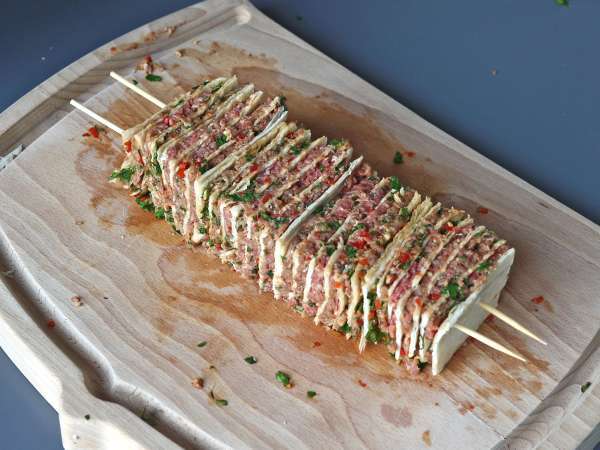 Lavash kebab med tortillas, de berömda enkla ugnsbakade kebaberna! - Beredning steg 9