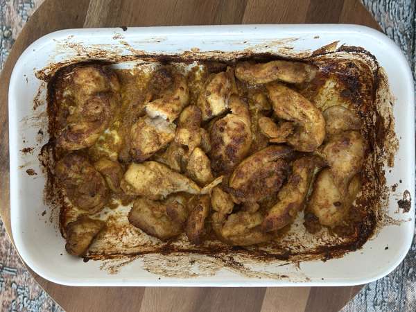 Kyckling-shawarma i luftfritösen, pitabröd och tahinisås - Beredning steg 6