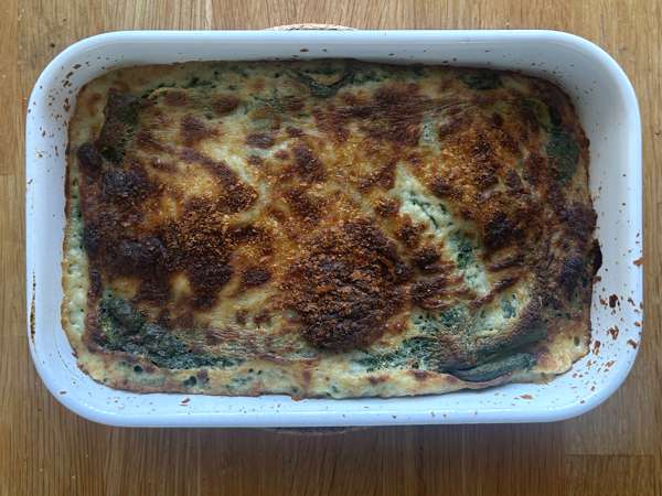 Vegetarisk lasagne med spenat och tofu i airfryer - Beredning steg 10