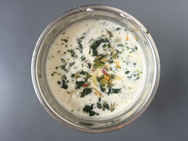 Paj utan pajskal med lax, spenat och cottage cheese - Beredning steg 5
