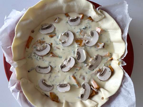 Quiche med svamp och hokkaidopumpa - Beredning steg 8