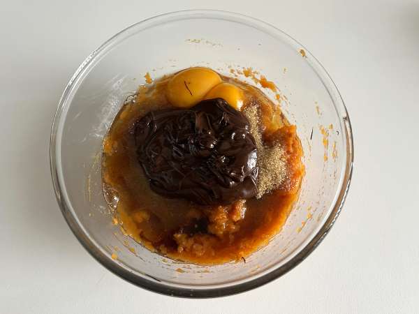 Brownie med sötpotatis utan smör eller olja - Beredning steg 3