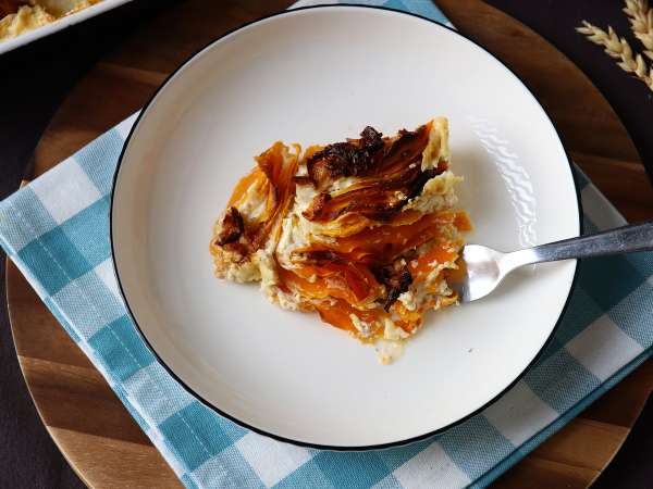 Gratäng på butternutpumpa i airfryer, dauphinoise-style - Beredning steg 8