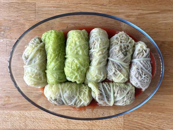 Vegetariska kåldolmar med svamp, ris och miso - Beredning steg 7