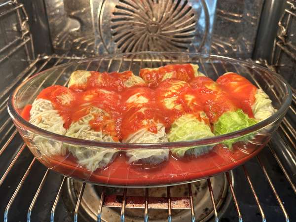Vegetariska kåldolmar med svamp, ris och miso - Beredning steg 10