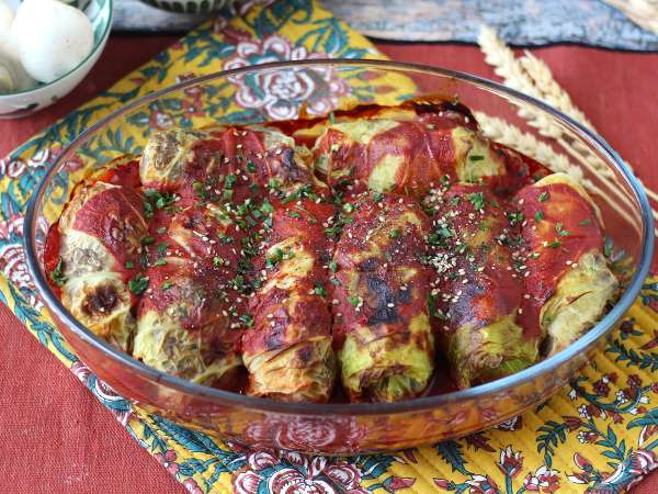 Vegetariska kåldolmar med svamp, ris och miso - Beredning steg 11