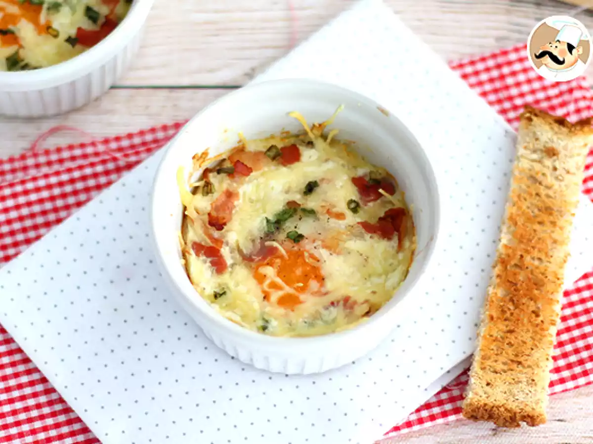 Ägg cocotte med bacon och gräslök, ett snabbt recept