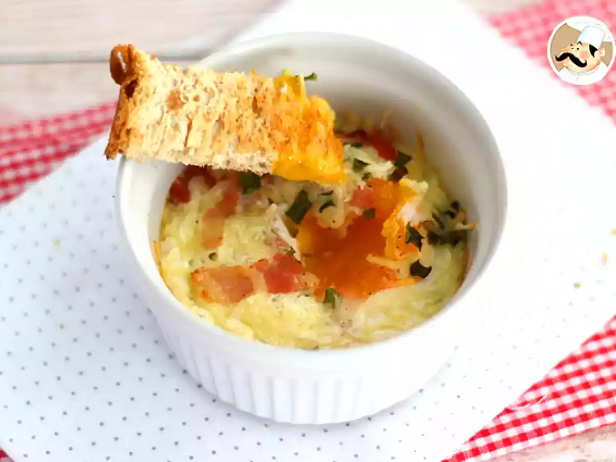 Ägg cocotte med bacon och gräslök, ett snabbt recept - foto 2
